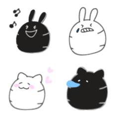 [LINE絵文字] うさぎとねこのバランスボールの画像