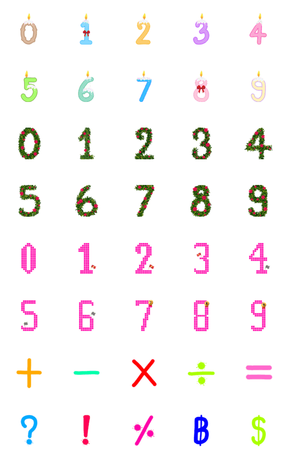 [LINE絵文字]Cute and cool Numbersの画像一覧