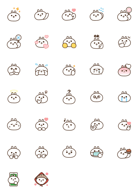 [LINE絵文字]Moss Rabbit's Animated Emojiの画像一覧