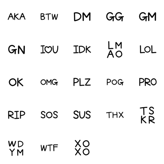 [LINE絵文字]POG！ English Abbreviationsの画像一覧