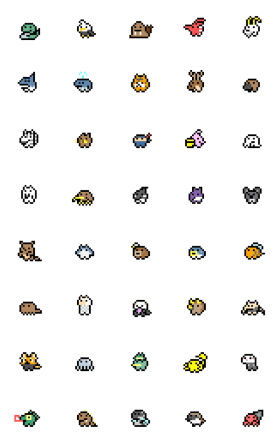 [LINE絵文字]ドット絵 ミニマルアニマル Vol.2の画像一覧