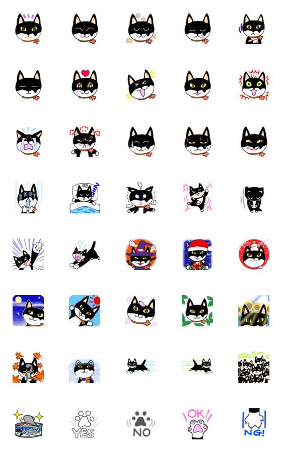 [LINE絵文字]黒白ソックス猫クリコの画像一覧