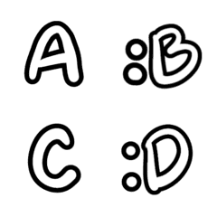 [LINE絵文字] ABC black ＆ Whiteの画像