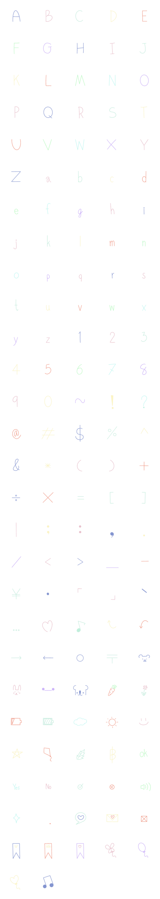 [LINE絵文字]Letter ＆ number minimal pastelsの画像一覧