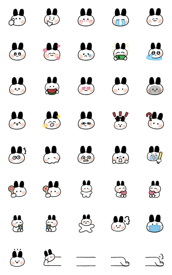 [LINE絵文字]Black ears rabbitの画像一覧