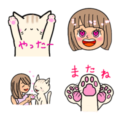 [LINE絵文字] あーちゃんと麦猫の画像