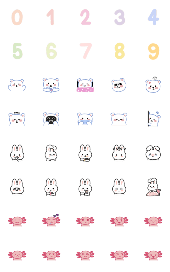 [LINE絵文字]animal and number cuteの画像一覧