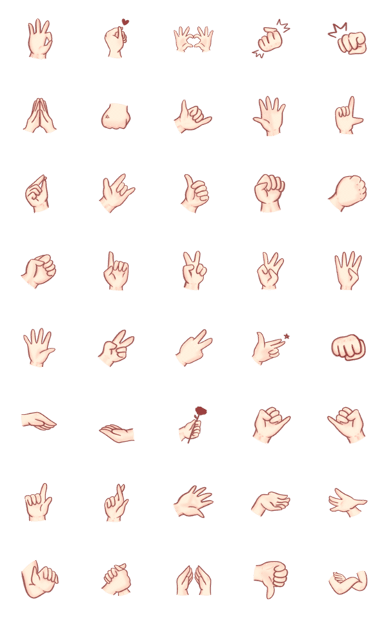 [LINE絵文字]Chibi hands emojiの画像一覧