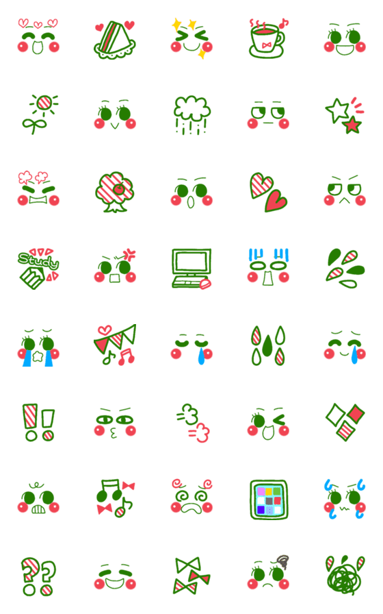 [LINE絵文字]大人かわいい毎日の線画♡グリーンティーの画像一覧