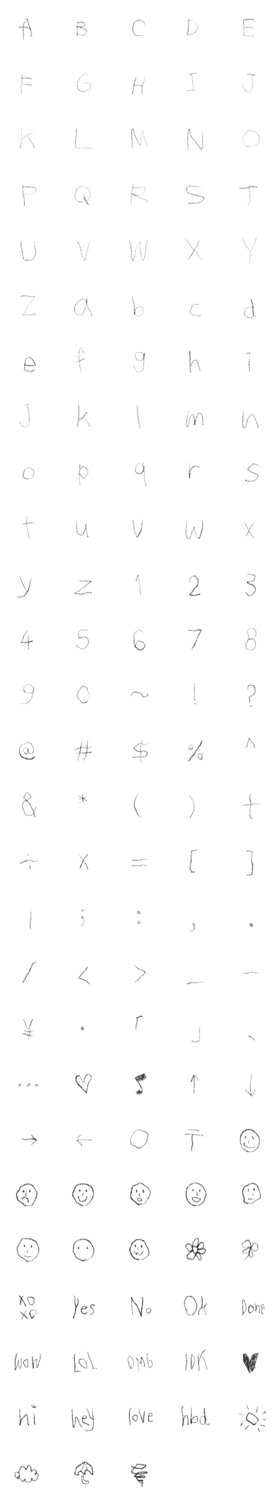 [LINE絵文字]ジュリーの左手書き文字 ー英語の画像一覧