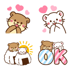 [LINE絵文字] コツメカワウソ＆オコジョ♡シンプルの画像