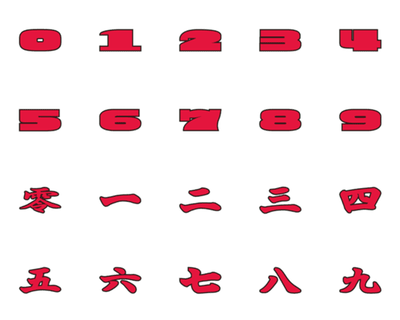 [LINE絵文字]ワイドな数字たちの画像一覧