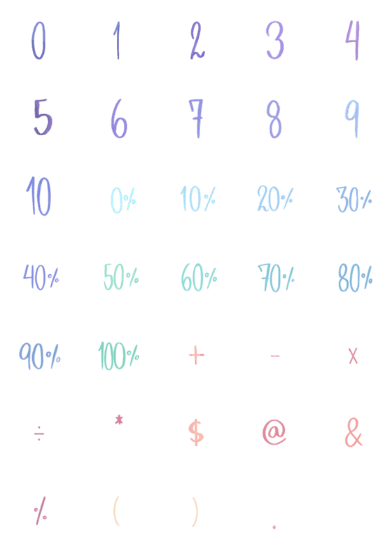 [LINE絵文字]Numbers Percent and Symbolsの画像一覧