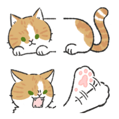 [LINE絵文字] つなげて遊べる 胴の長い猫のレンの画像