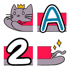 [LINE絵文字] Diadem cat - long emoji Alphabet ＆ Numの画像