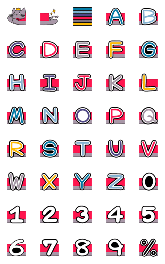 [LINE絵文字]Diadem cat - long emoji Alphabet ＆ Numの画像一覧