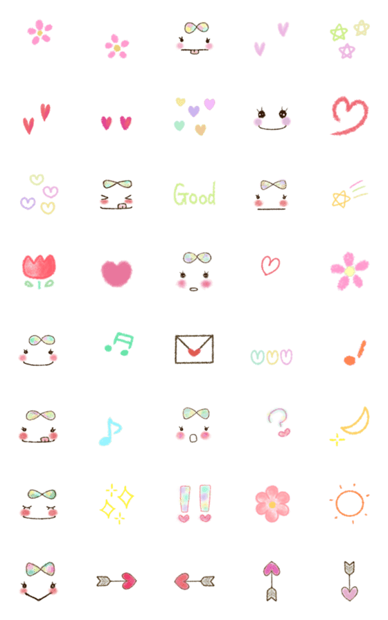 [LINE絵文字]Heart Fower colorful Emojiの画像一覧