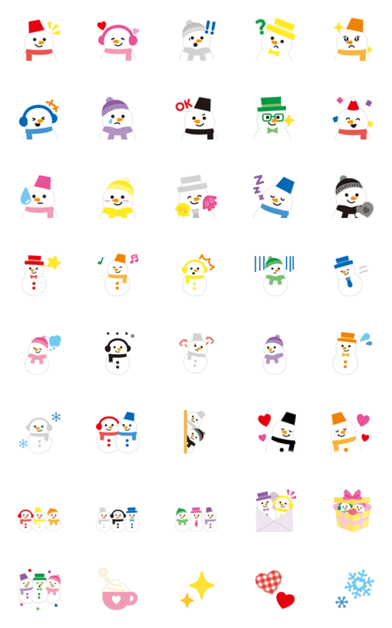 [LINE絵文字]動く！ Color Snowmanの絵文字の画像一覧