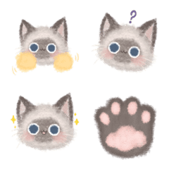 [LINE絵文字] Fluffy Siamese Catの画像