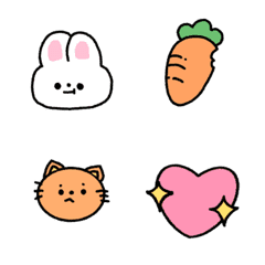 [LINE絵文字] little rabbit and cat : emojiの画像