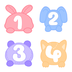 [LINE絵文字] numbers cute animals emojiの画像