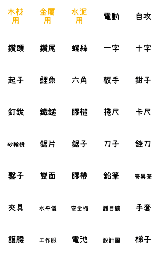 [LINE絵文字]tool text sticker, check before workの画像一覧