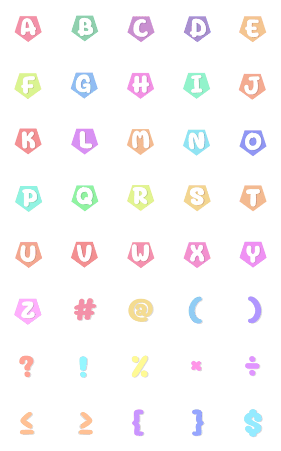 [LINE絵文字]Big, brightly colored A-Z emojisの画像一覧