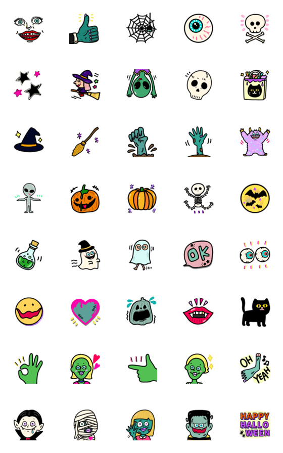 [LINE絵文字]アメリカンポップなハロウィン絵文字動くの画像一覧