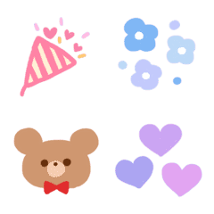 [LINE絵文字] くすみカラフル♡かわいい飾り絵文字の画像