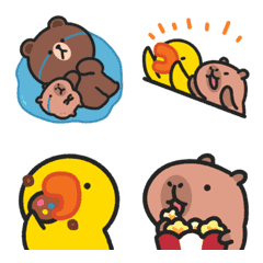 [LINE絵文字] Capybara Mom＆Baby x BROWN ＆ FRIENDSの画像