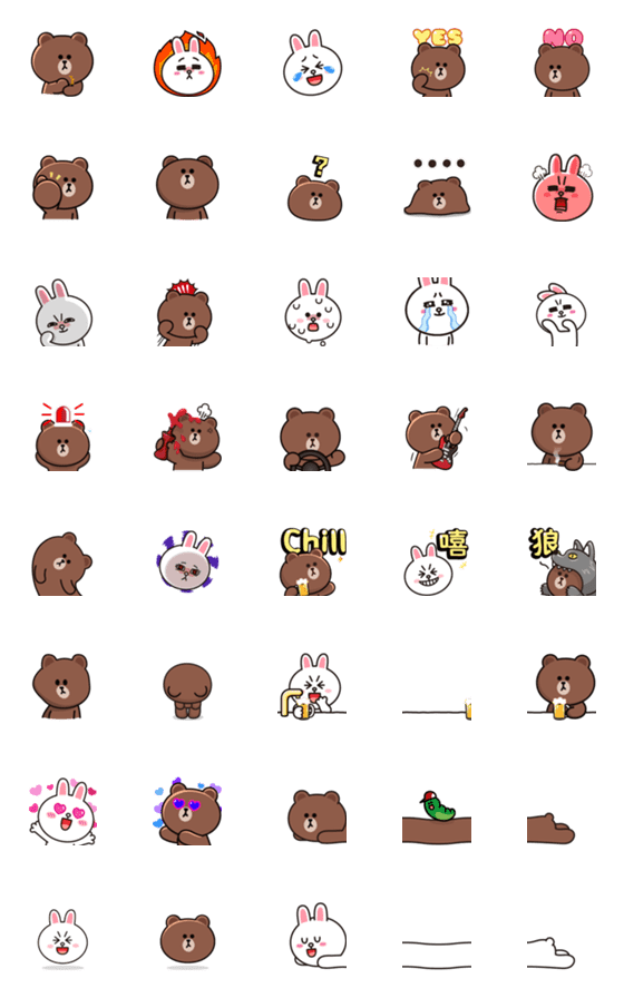 [LINE絵文字]BROWN ＆ FRIENDS Brown ＆ Cony emoji 1の画像一覧