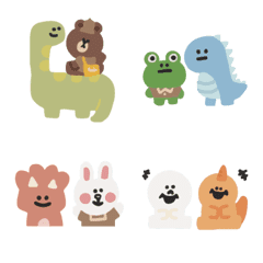 [LINE絵文字] Dinosaurs and LINE FRIENDの画像