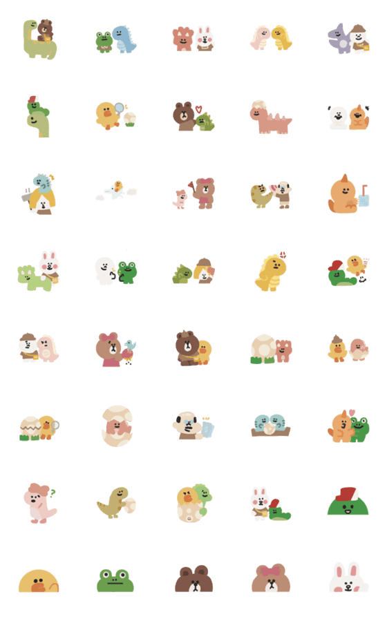 [LINE絵文字]Dinosaurs and LINE FRIENDの画像一覧