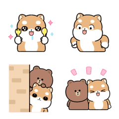 [LINE絵文字] Shiba Inu Pipi x BROWN ＆ FRIENDS Emojiの画像