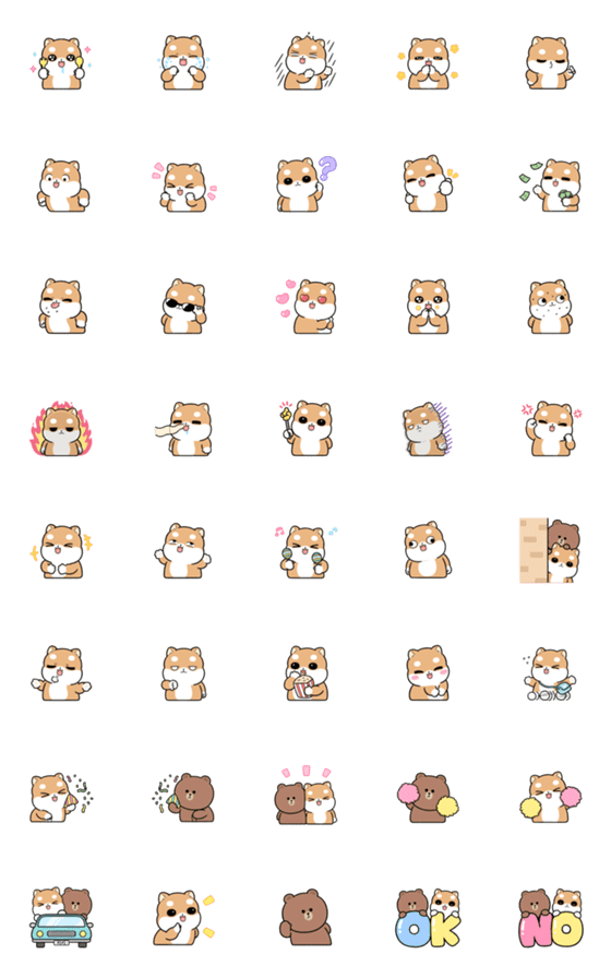 [LINE絵文字]Shiba Inu Pipi x BROWN ＆ FRIENDS Emojiの画像一覧