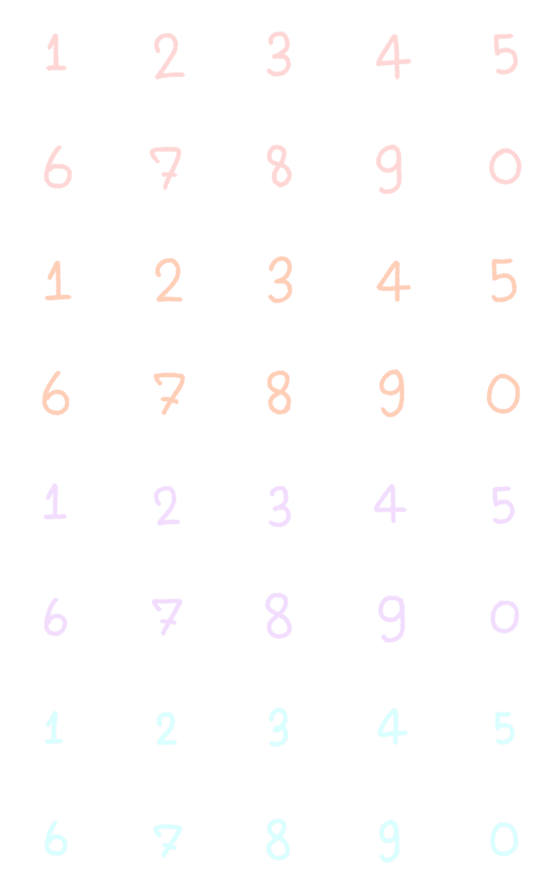 [LINE絵文字]Emoji 1-9 pastel colorの画像一覧