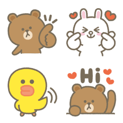 [LINE絵文字] LINE FRIENDS シンプルかわいい絵文字の画像