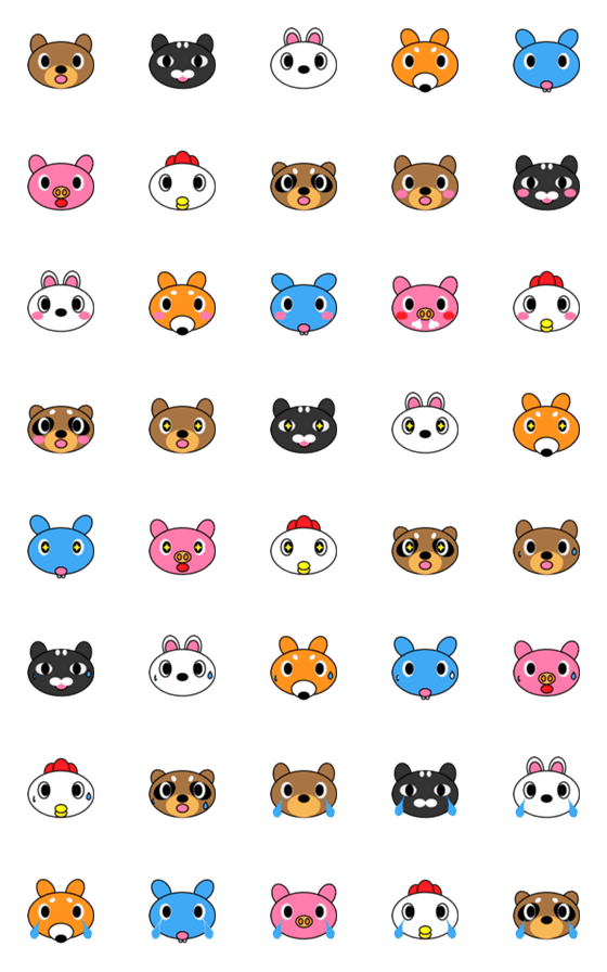 [LINE絵文字]ハピスマ動物園ーかわいい動物達の福笑いの画像一覧