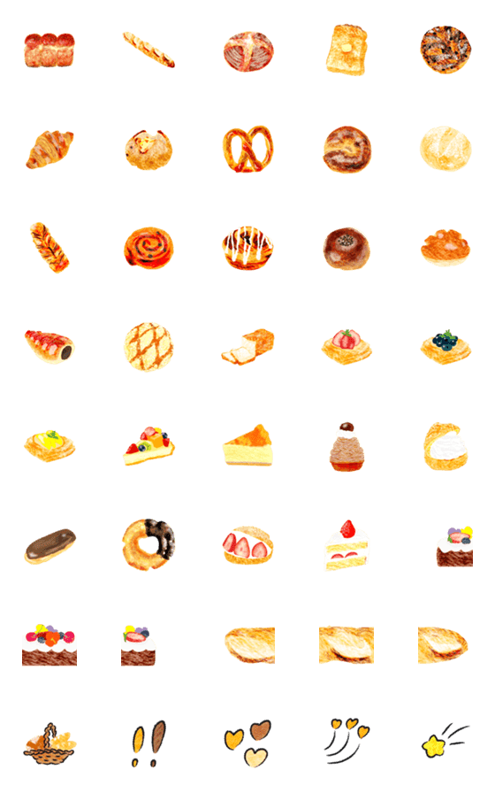 [LINE絵文字]おいしいパンとスイーツの絵文字（改訂版）の画像一覧