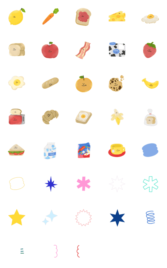 [LINE絵文字]Cute breakfast emoji.の画像一覧