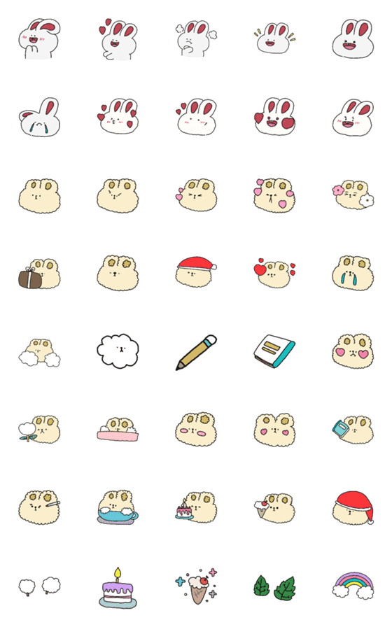 [LINE絵文字]Beebear＆ rabbit cute emojiの画像一覧