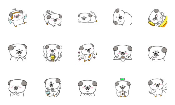 [LINE絵文字]Have fun with cute puppies 2の画像一覧