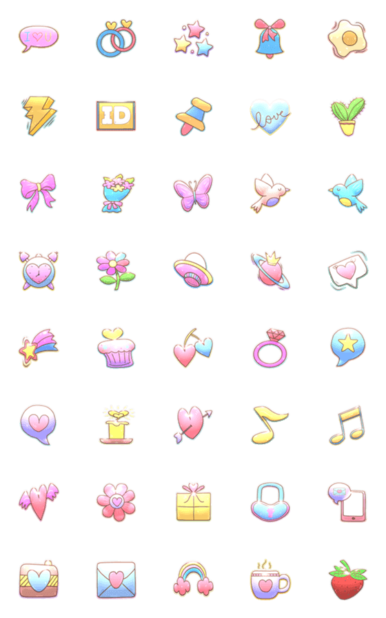 [LINE絵文字]Cute and bright chat decoration emojisの画像一覧