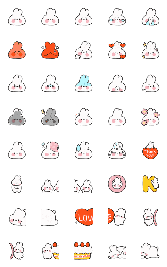 [LINE絵文字]【動く！！】うさぎのうさち♡もちもち♡の画像一覧