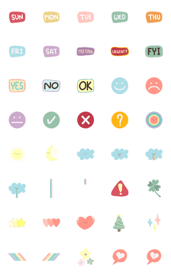 [LINE絵文字]Cute Pastel Day Emojiの画像一覧