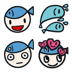 [LINE絵文字] 魚コレ 絵文字 いろんなお顔編（修正版）の画像