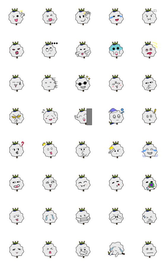 [LINE絵文字]Marshmallow King Emojiの画像一覧