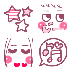 [LINE絵文字] 大人かわいい毎日の線画♡ボルドー＆ピンクの画像