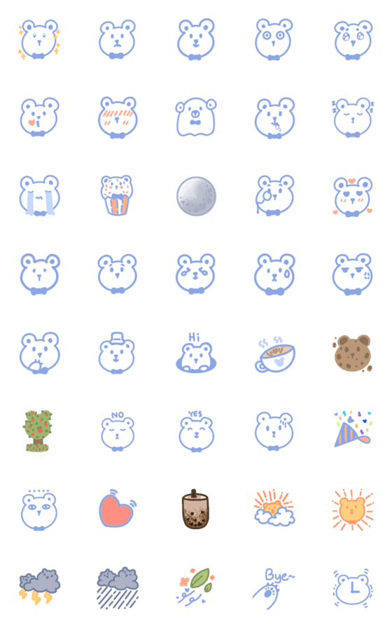 [LINE絵文字]Emojis:Cute Blue Bearの画像一覧