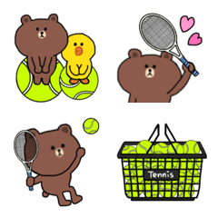 [LINE絵文字] BROWN ＆ FRIENDS テニス絵文字♡の画像